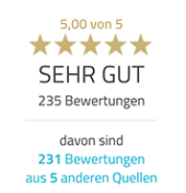 Banner Provenexpert mit 5 von 5 Sternen und Note sehr gut